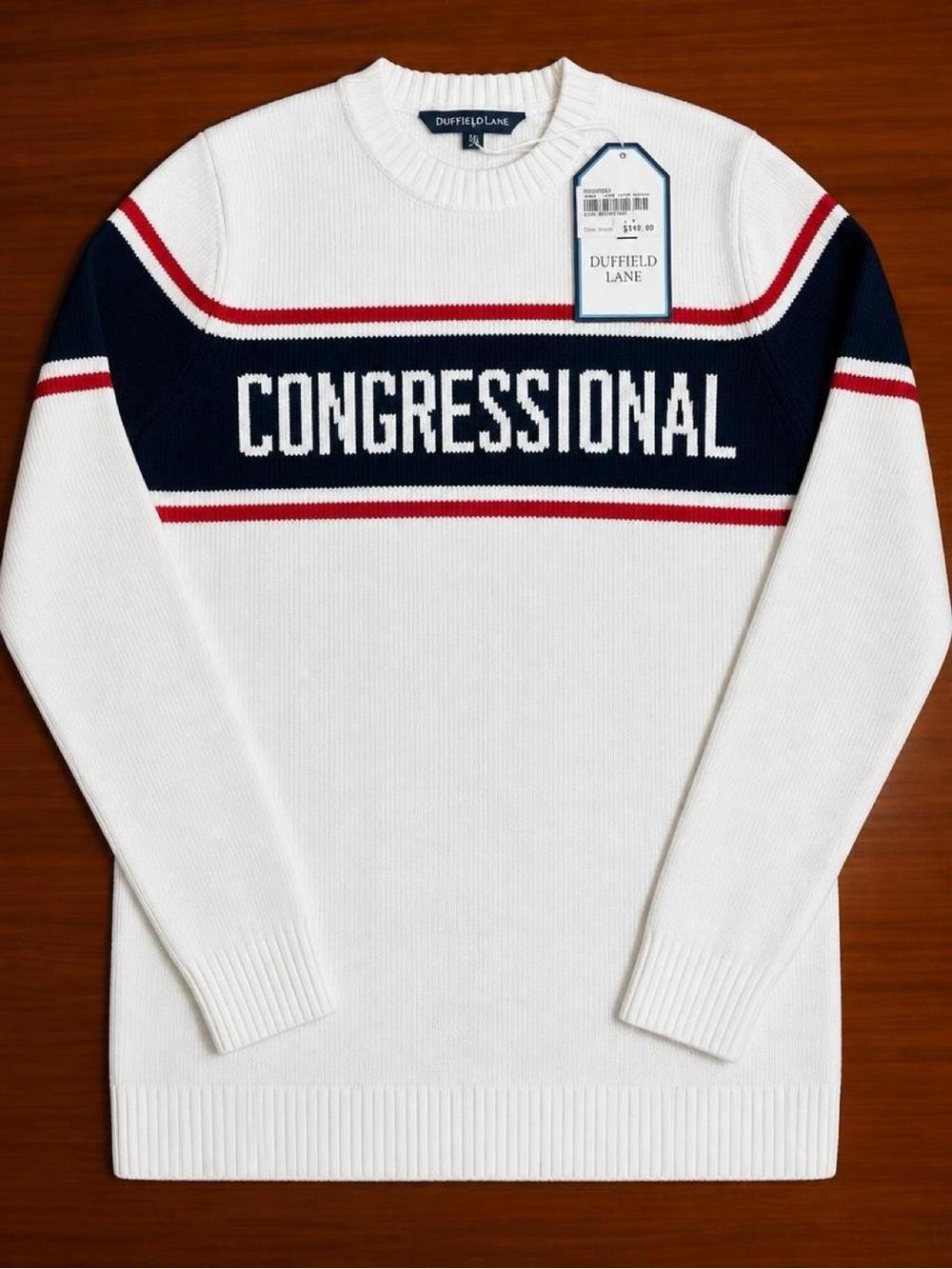 Duffield Lane Congressional Sweater White Cotton Crewneck NWT Women’s Small